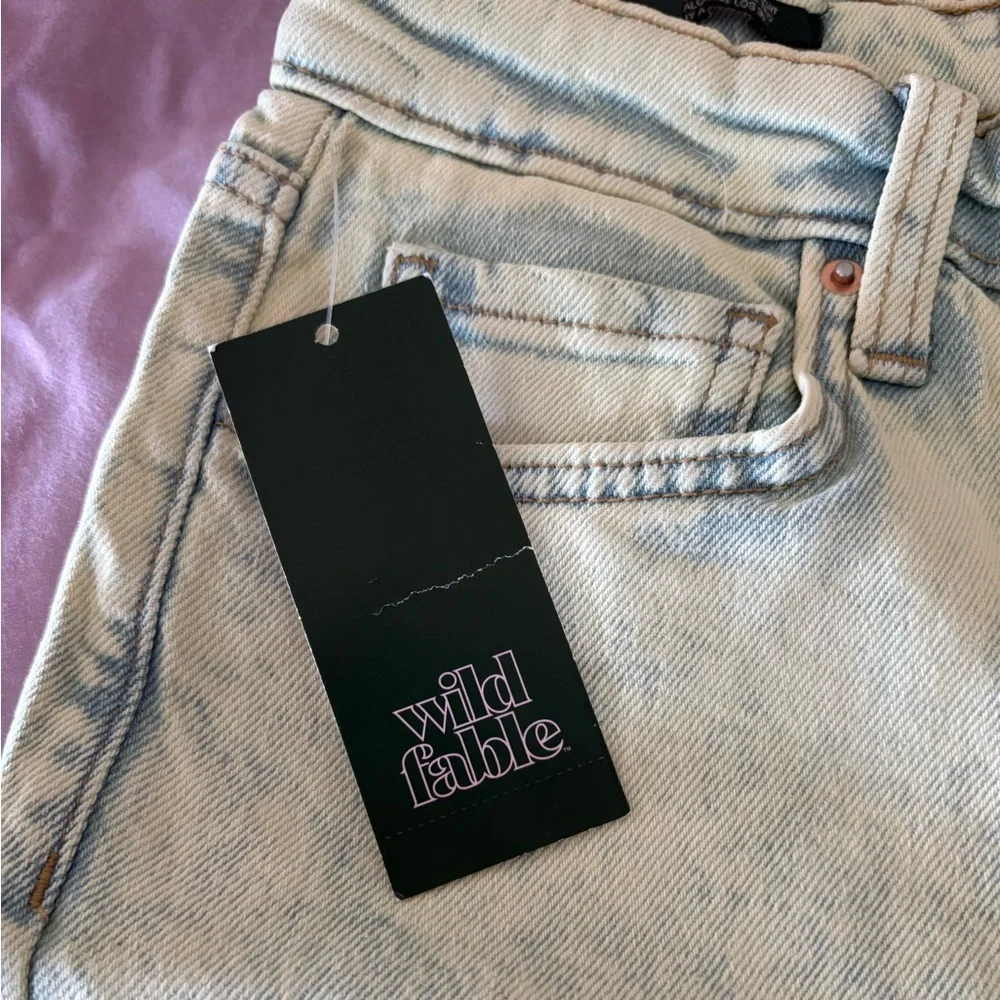 New Wild Fable Lime Green Acid Wash High Rise 90’s Straight Leg Jeans Size 00 24 - Picture 7 of 14